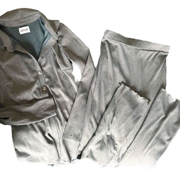 SAYLOR Metallic Rib Knit Pant Set in‎ Teal NWT Sz Small - Picture 1 of 6